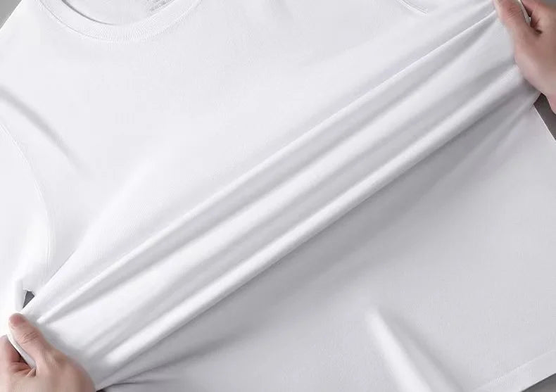 Pure Cotton Heavy-print Short-sleeved T-shirt Instagram Summer Casual Loose and Versatile Round-neck Large-sized Top for Men