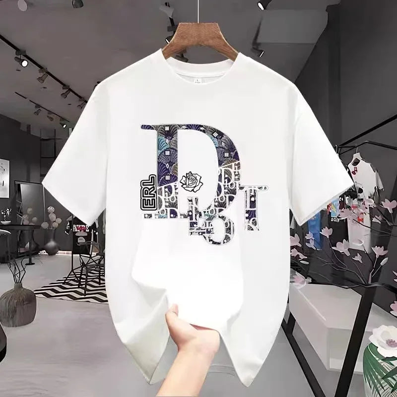 2025 Men s high-end short-sleeved T-shirt Summer New Style pure cotton round-neck Women s loose Summer trendy brand