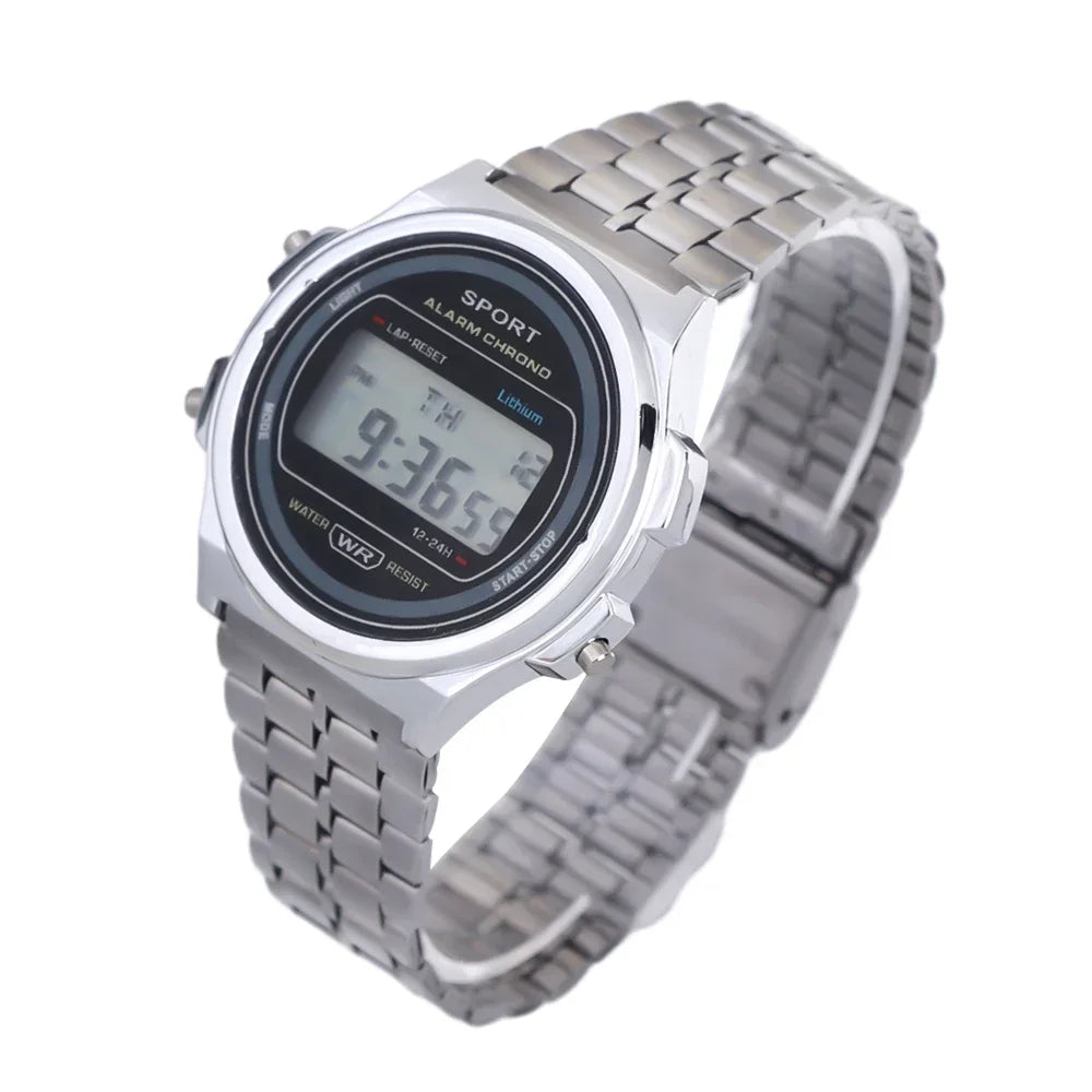 Luxury F91W Band Watch Male Waterproof Digital Stainless Steel Sports Military Round Watches Men Electronic Wrist Watch Clock