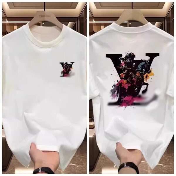 American Heavy Cotton Short-sleeved T-shirt Men's and Women's Summer Trend New Printed Loose Top Sports and Leisure Popular Top