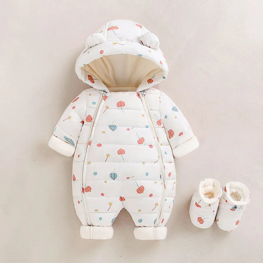 Children Autumn Winter Overall For Infant Down Cotton Thicken Clothes Hooded new born Baby costume Boys Girls Jumpsuit Romper