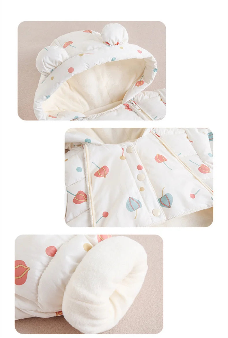 Children Autumn Winter Overall For Infant Down Cotton Thicken Clothes Hooded new born Baby costume Boys Girls Jumpsuit Romper