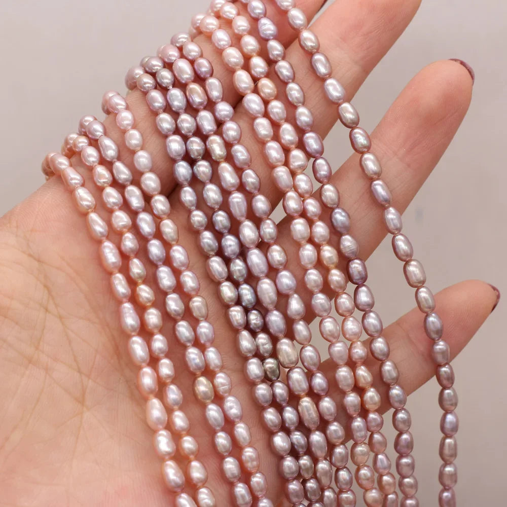 3-4mm AAA High Quality Women Rice Natural Freshwater Pearl Bead for Needlework Jewelry DIY Necklace Bracelet Accessories Gift