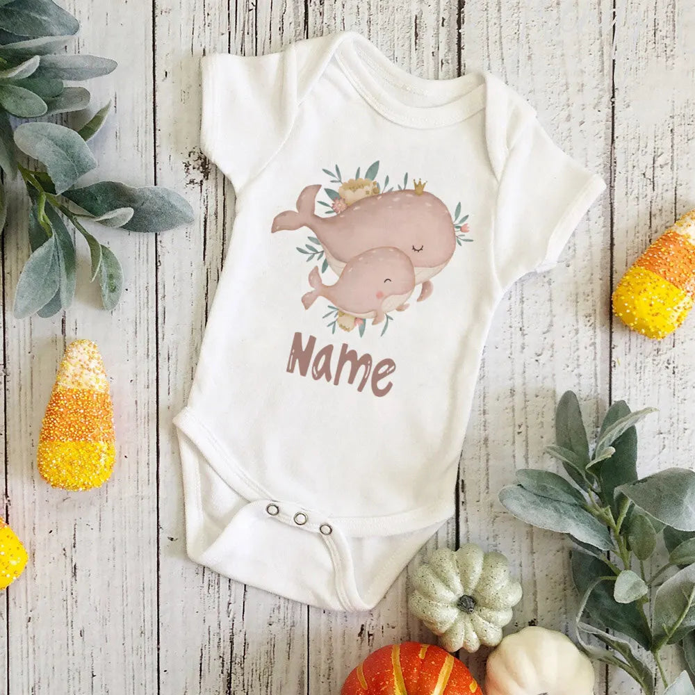Personalized Monkey with Name Baby Jumpsuit Baby Sustom Name Romper for Infant Shower Gift for Girls Boys Outfit Newbron Clothes