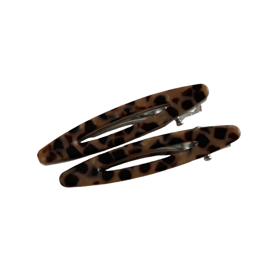 2pcs/set Acetate Hair Clips Hollow Out Oval Bangs Duckbill Clips Geometric Barrettes Side Hairpins Women Girls Hair Accessories