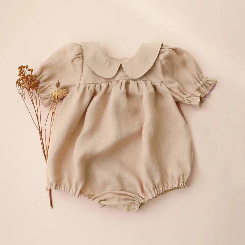 Summer Intant Baby Girl Jumpsuit Linen Cotton Baby Girl One-piece Playsuit Baby Girl Romper
