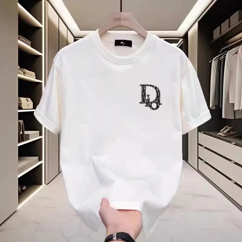 2025 Men s high-end short-sleeved T-shirt Summer New Style pure cotton round-neck Women s loose Summer trendy brand