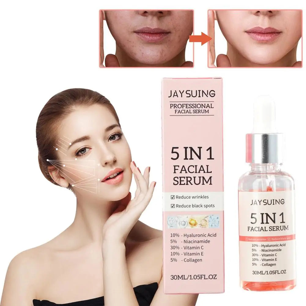 Jaysuing 5-In-1 Niacinamide Essence Hyaluronic Acid Serum Vitamin C Skincare Moisturizing Brightening Rejuvenation Skin Care
