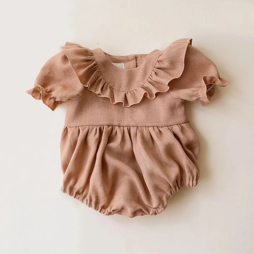 Summer Intant Baby Girl Jumpsuit Linen Cotton Baby Girl One-piece Playsuit Baby Girl Romper