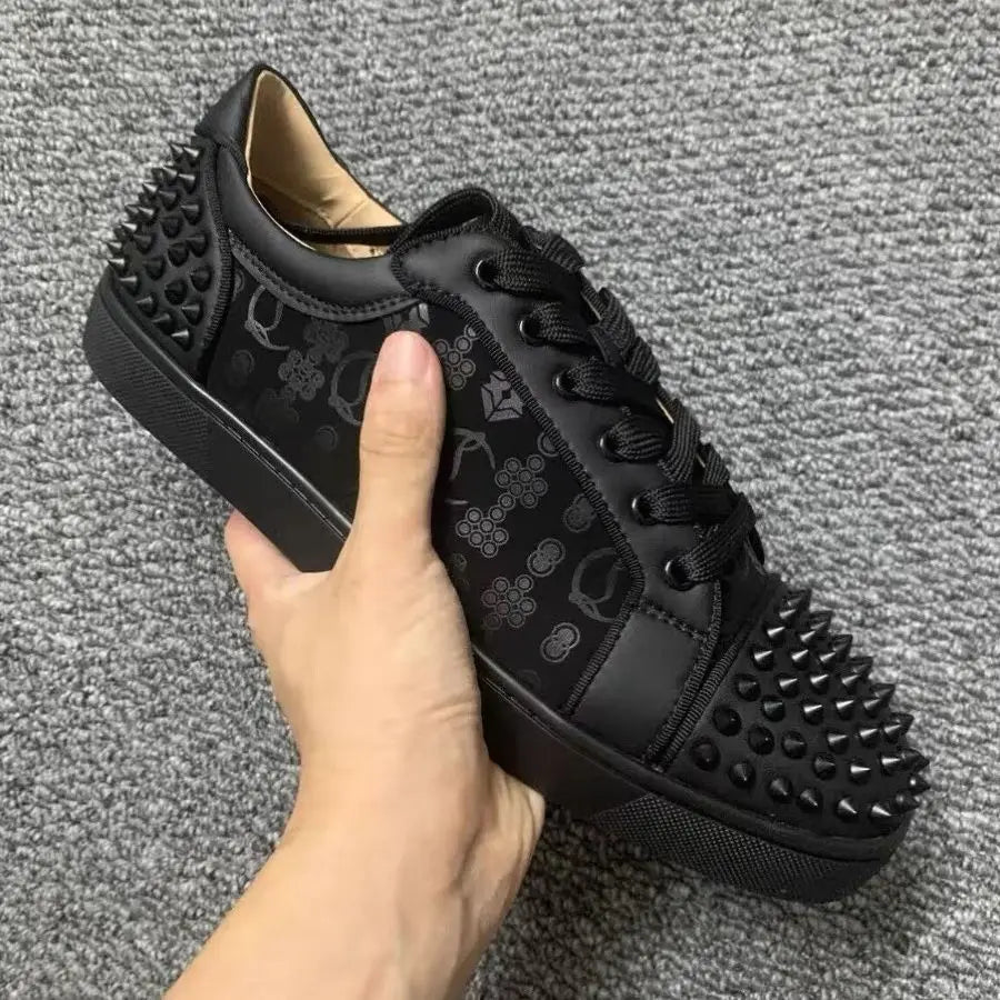 2025 New Men's and Women's Casual, Versatile, Fashionable Red Bottom Riveted Low Top Board Shoes