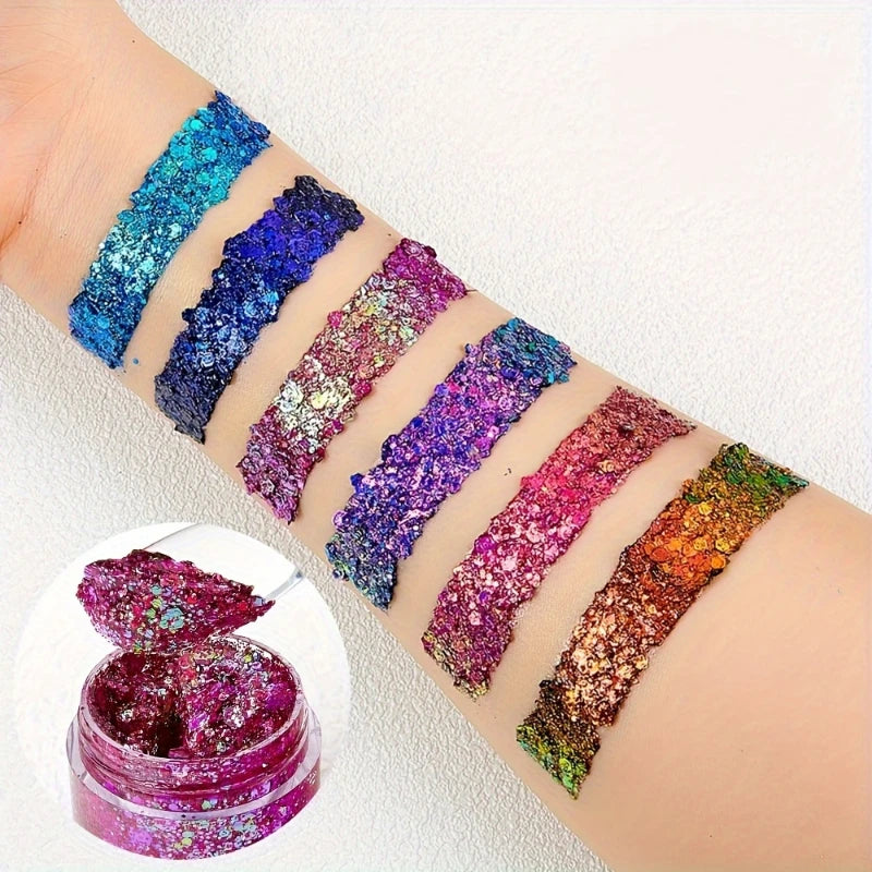Sequins Body Glitter Gel,Make Up Long Lasting Glitter For Body Face Hair Eyeshadow,Festival Party Carnival Makeup Decorations