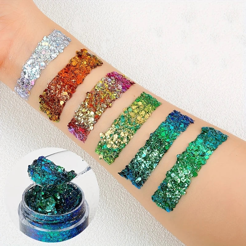 Sequins Body Glitter Gel,Make Up Long Lasting Glitter For Body Face Hair Eyeshadow,Festival Party Carnival Makeup Decorations