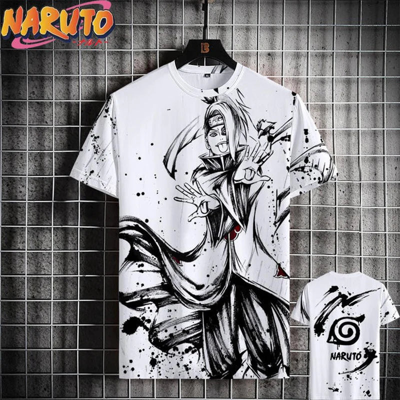 MINISO Summer Men's T Shirt Japanese Anime 3D Prints Casual Short Sleeve Tees Street Oversized Clothing Fashion Cartoon T-Shirts