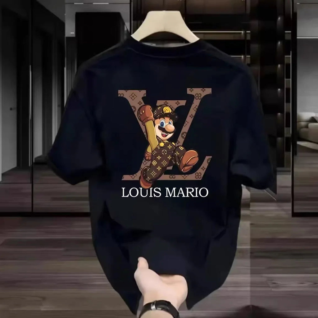 High Quality Round Neck Short-sleeved T-shirt Light Luxury Trendy Brand Letter Printing Versatile Cotton Men's and Women's Top