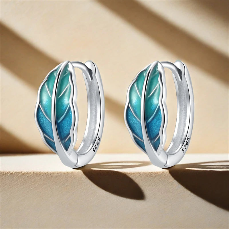 925 Sterling Silver Floral plant series greenery iris vine Hoop Earrings For Women Wedding Engagement Birthday Jewelry Gift 2024