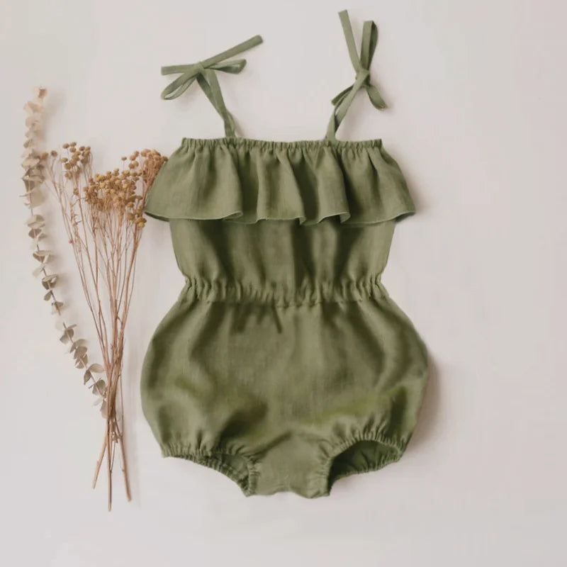 Summer Intant Baby Girl Jumpsuit Linen Cotton Baby Girl One-piece Playsuit Baby Girl Romper