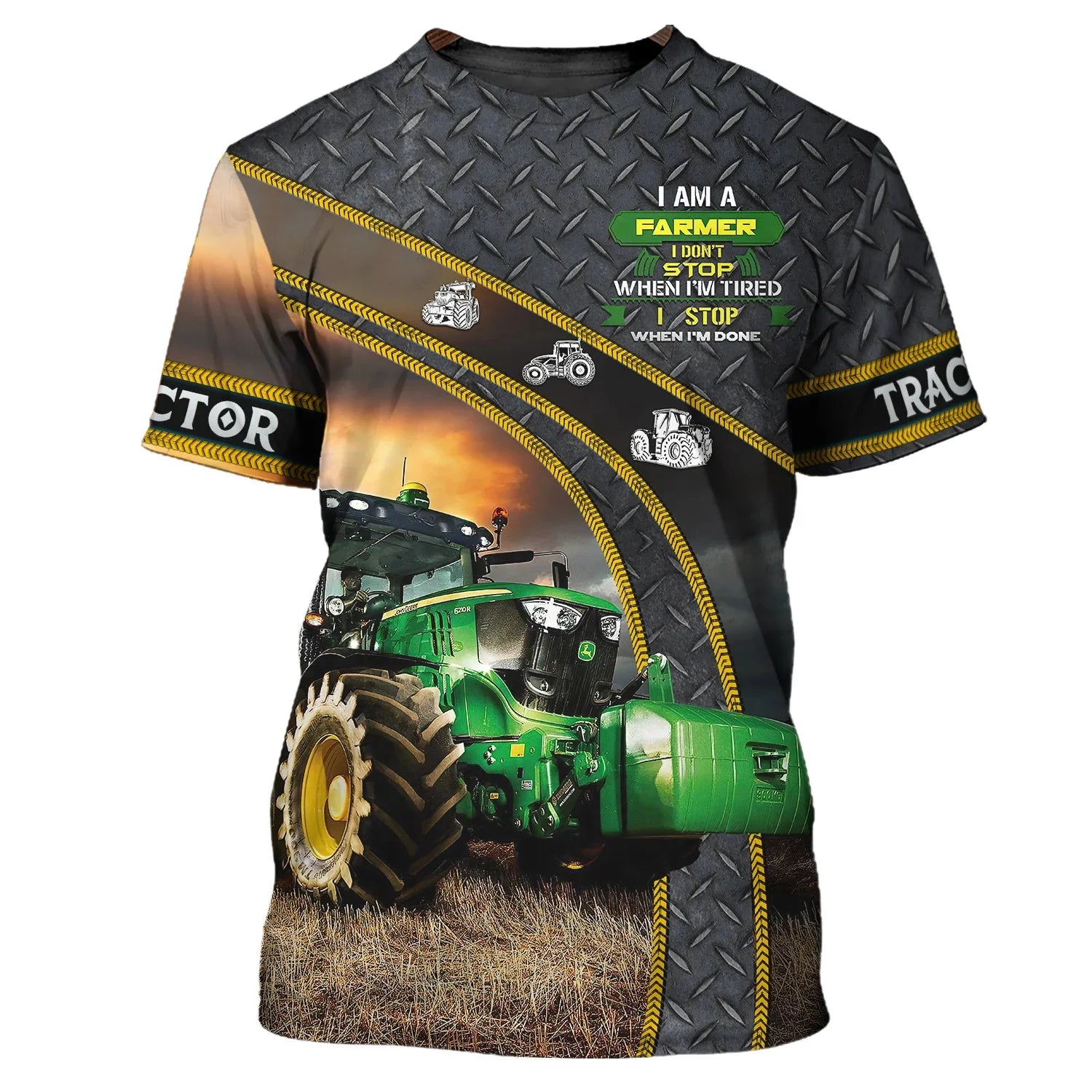 Farm Tractor Pattern 3D Print Summer Men's O-Neck T-shirt Casual Short Sleeve Oversized Pullover Fashion Streetwear Men Clothing