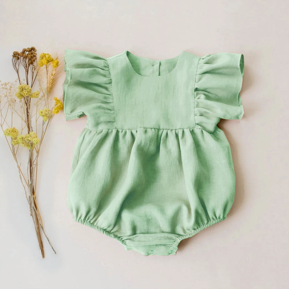 Summer Intant Baby Girl Jumpsuit Linen Cotton Baby Girl One-piece Playsuit Baby Girl Romper