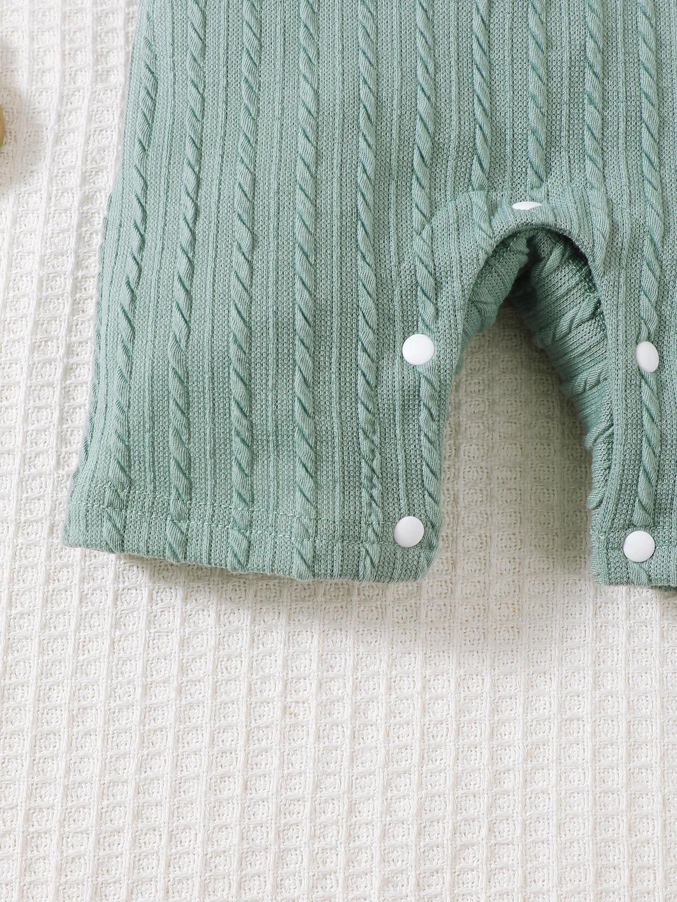 Baby Hani Bear Towel Embroidered Short Sleeve Polo Collar Ribbed Splicing Knitted Jacquard jumpsuit