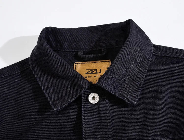 2025 Hot Sale Men's Casual Denim Jacket Korean Style Loose Cotton Handsome Tops Trend Orange Lapel Hip Hop Jean Jacket Plus Size
