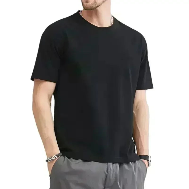 Men's Crew Neck Printed Top High Quality Pure Cotton Short-sleeved T-shirt Spring and Summer Oversize Loose Large Size Clothing