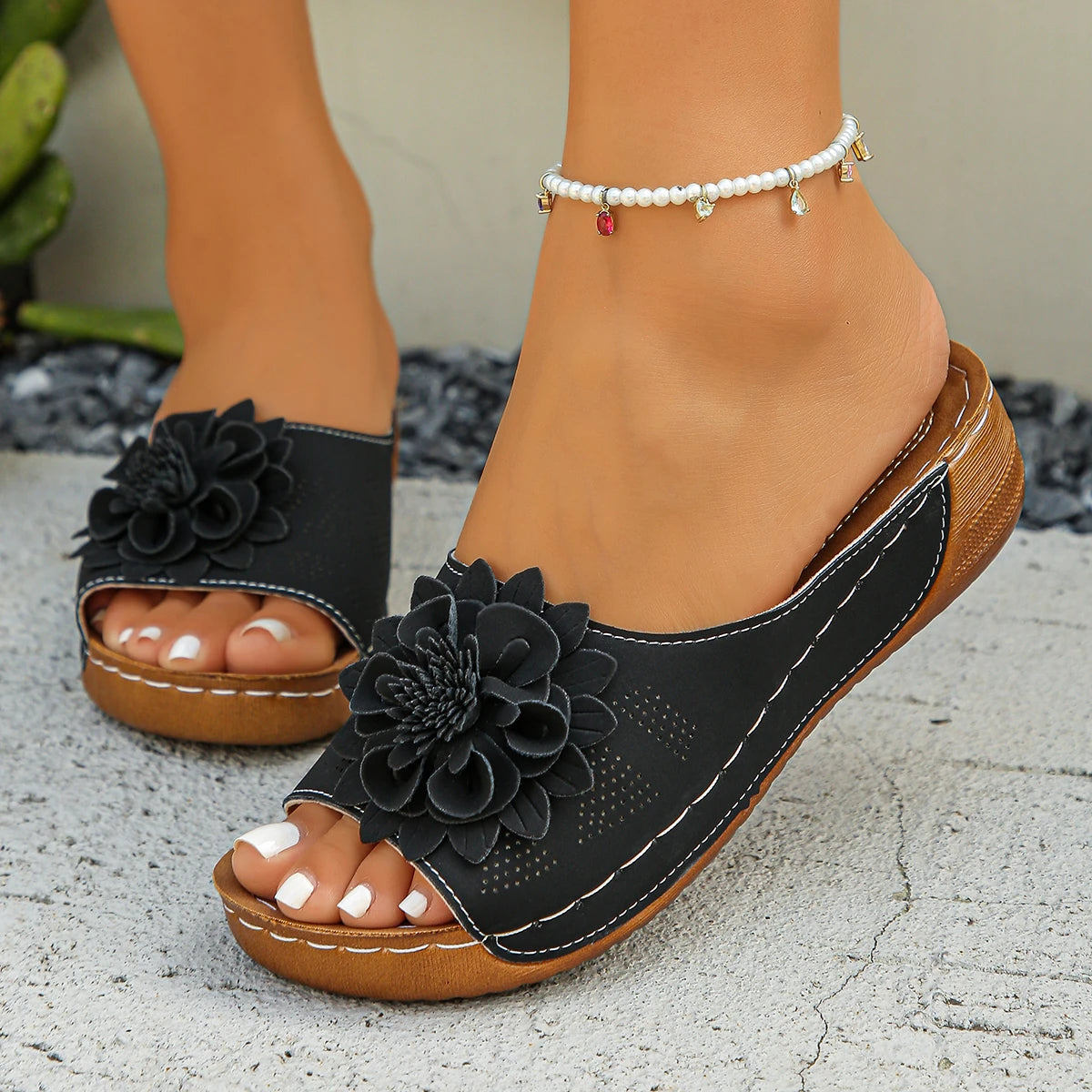 Summer Sandals Women Shoes Non-Slip Walking Shoes Slip On Shoes Woman Wedge Women's Sandals Party Slippers Woman Female Footwear