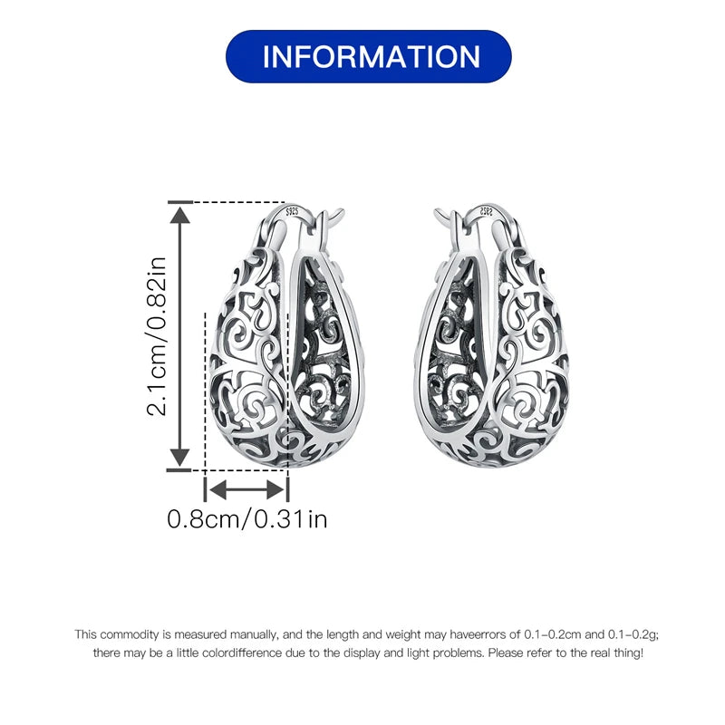 925 Sterling Silver Floral plant series greenery iris vine Hoop Earrings For Women Wedding Engagement Birthday Jewelry Gift 2024