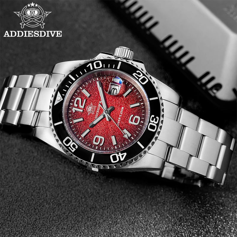 ADDIESDIVE 2025 NEW 41MM AD2513 Men Quartz Watches Reloj 316L Steel 200M Diving BGW9 Super Luminous Waterproof Diver Watch