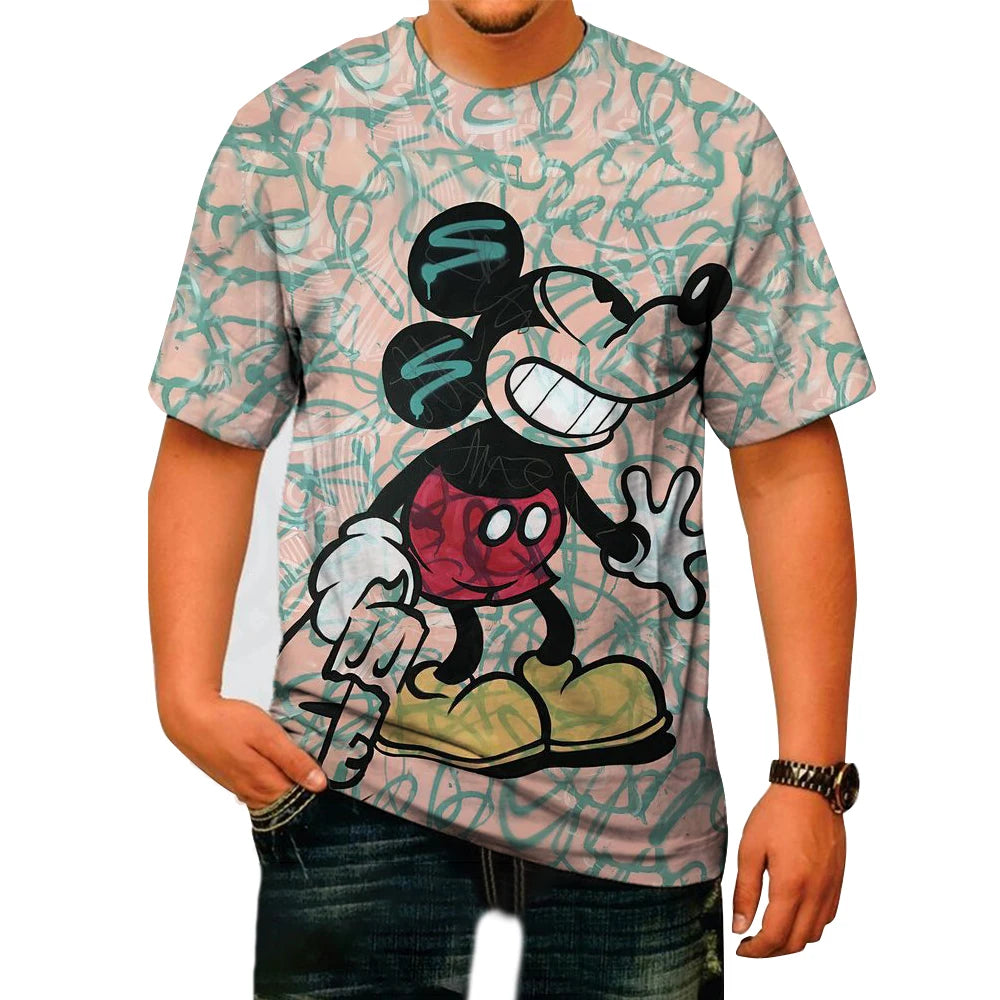 2024 Disney T-Shirts Mickey Minnie Mouse Cartoon Anime 3D Print Streetwear Men Kids Fashion Oversized T Shirt Kids Tees Tops