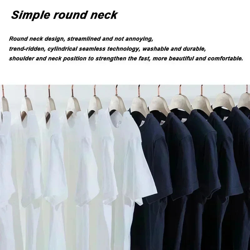 Men's Crew Neck Printed Top High Quality Pure Cotton Short-sleeved T-shirt Spring and Summer Oversize Loose Large Size Clothing
