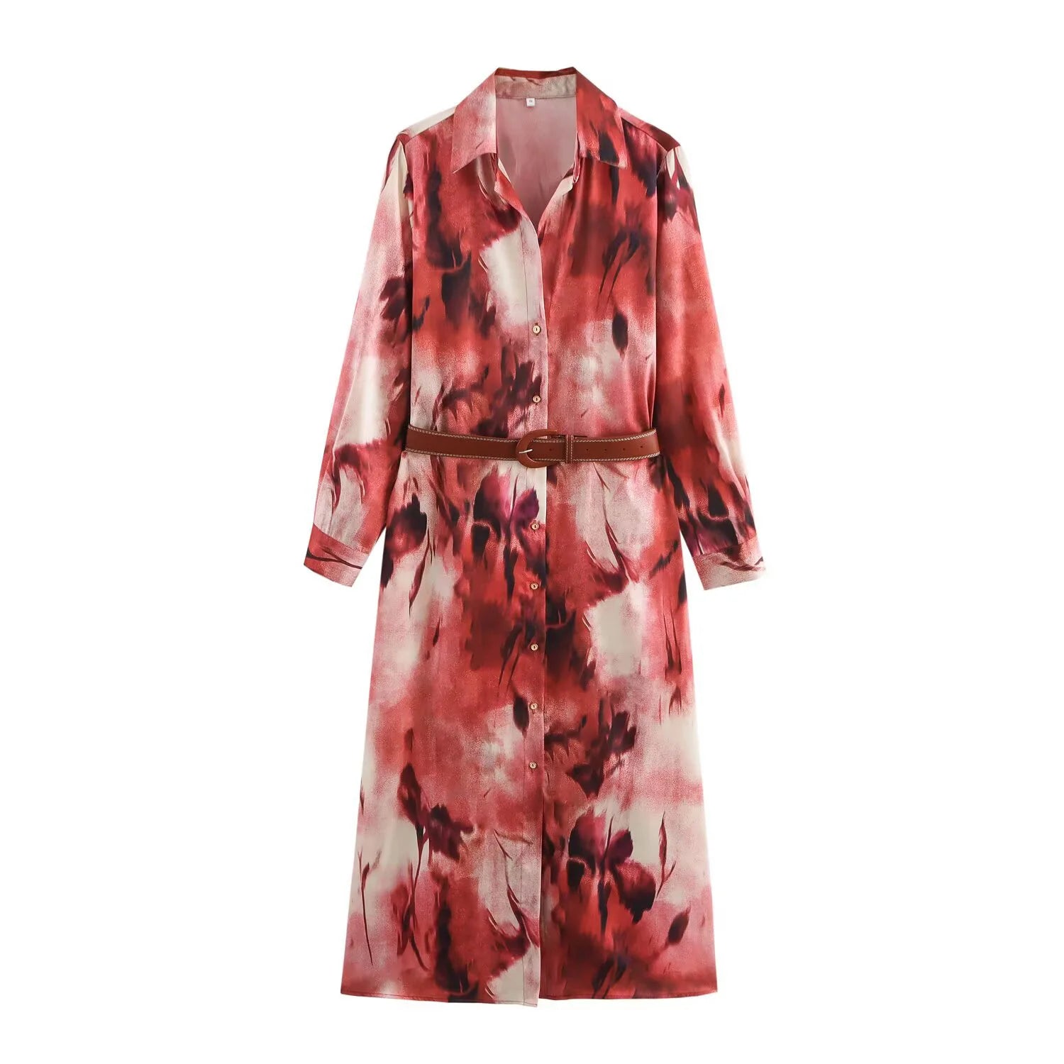 European And American Style Women's Spring New Products Fashion Slim Sexy Soft With Belt Satin Texture Dress