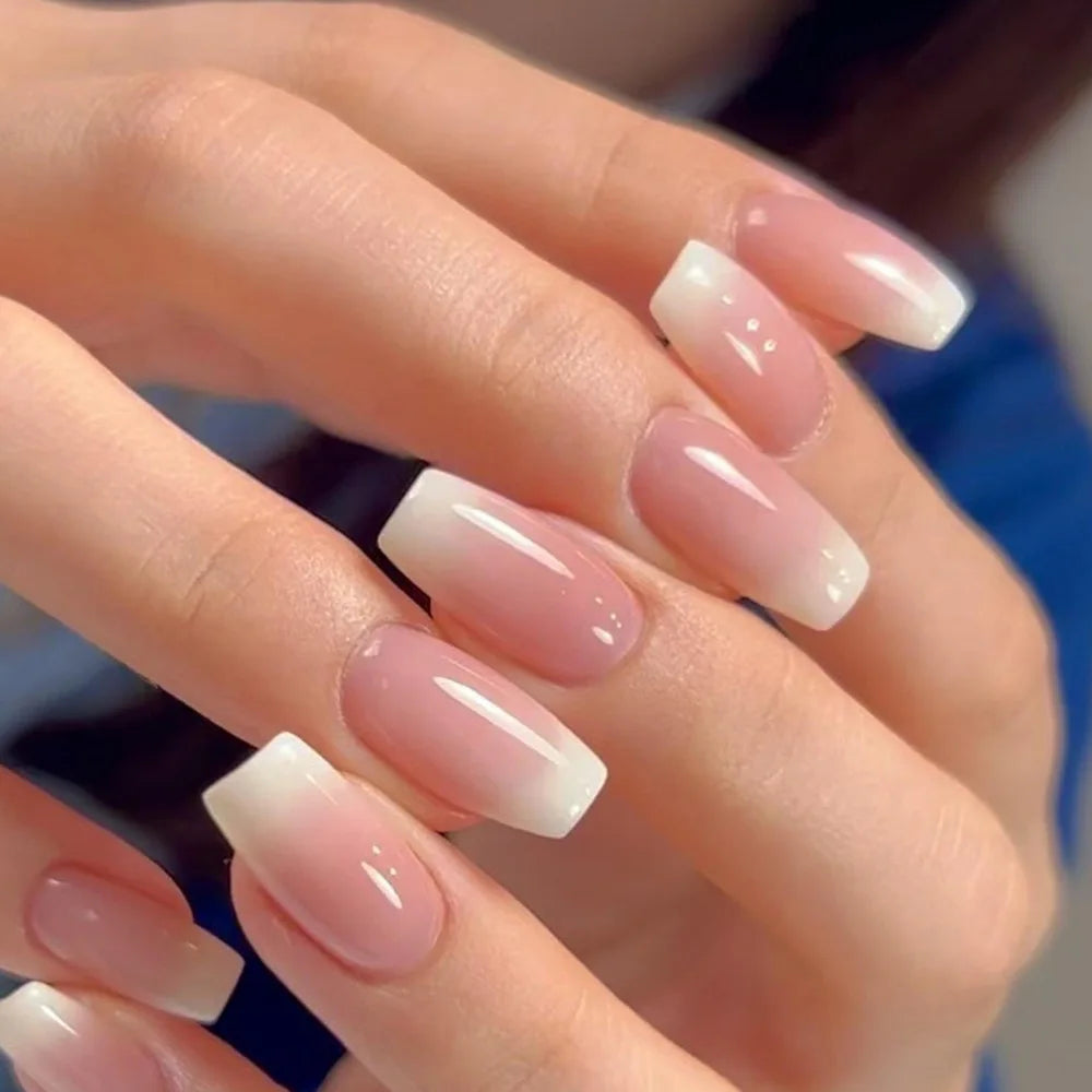 24pcs Simple Nails Fake Press On Art Reusable Adhesive False Supplies Charms Products Stylist Decorated False Nails Design