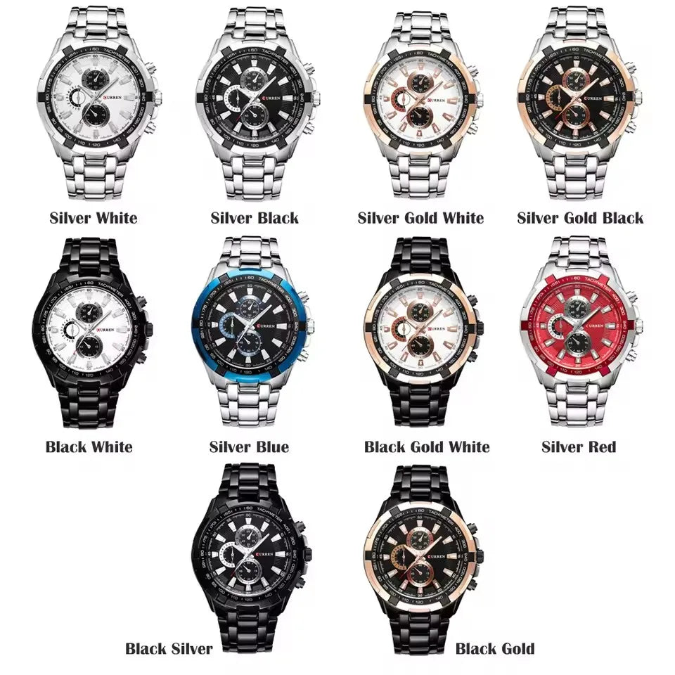 CURREN Fashion large dial leisure business watch Men's quartz waterproof wristwatch  Quartz Male Clock