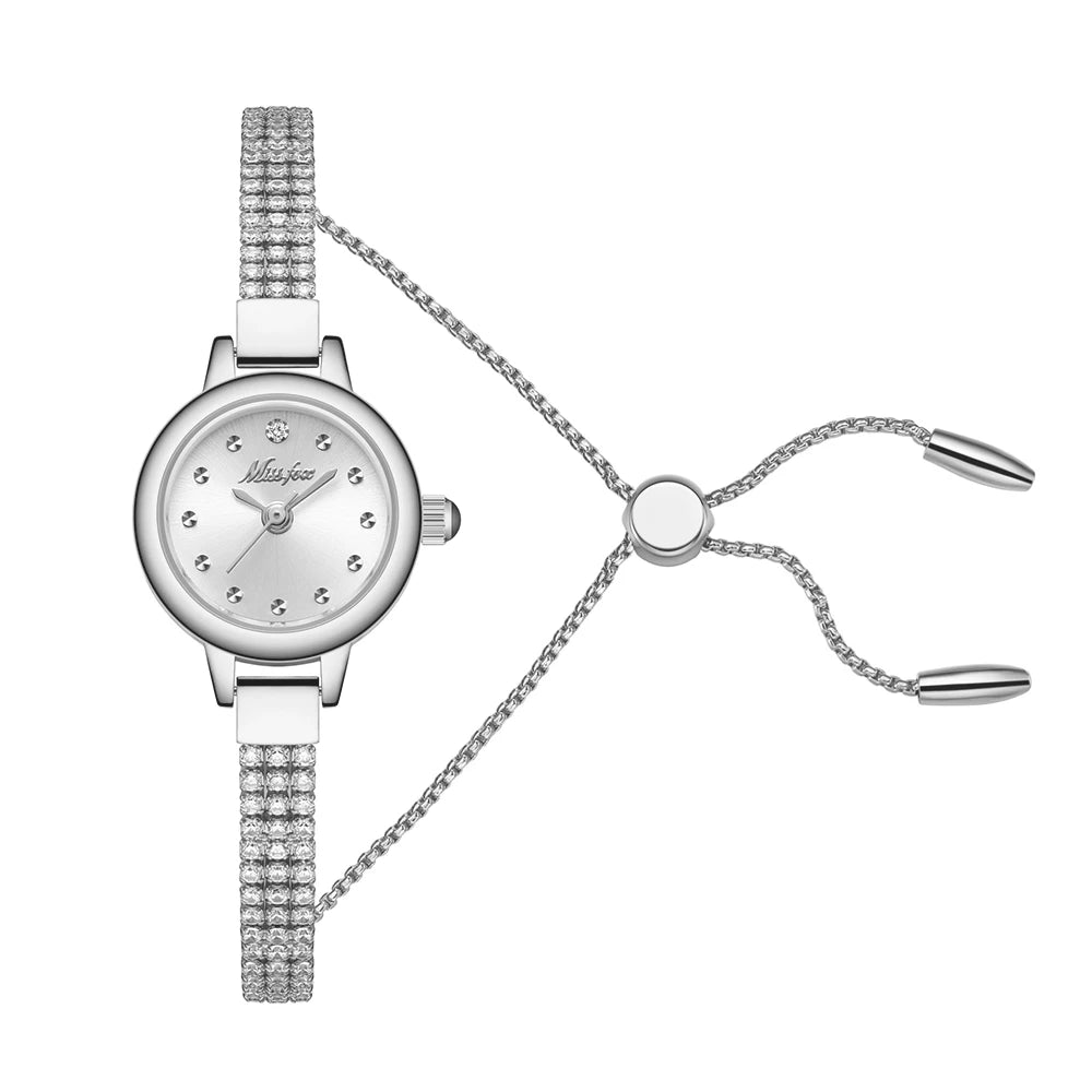 Small Watch For Women Adjustable Diamond Bracelet Simple Stylish Ladies Quartz Watch Gold Mini Dial Party Dress Wristwatch New