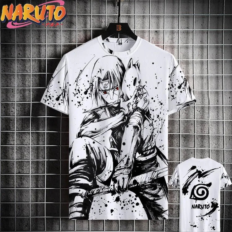 MINISO Summer Men's T Shirt Japanese Anime 3D Prints Casual Short Sleeve Tees Street Oversized Clothing Fashion Cartoon T-Shirts