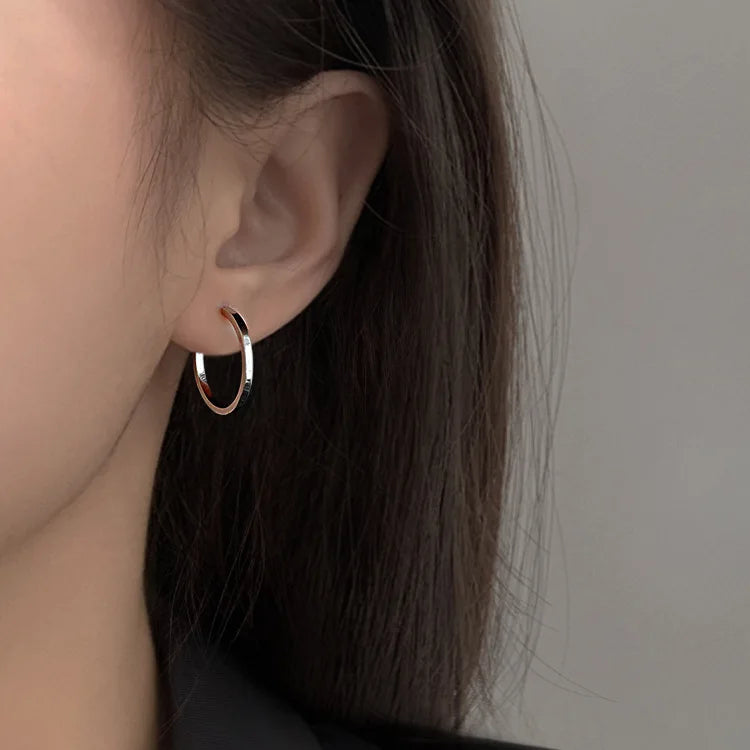 925 Sterling Silver Oversize Circle Hoop Earrings for Women Girl New Geometric Crystal Round Earring Brincos Party Jewelry Gift