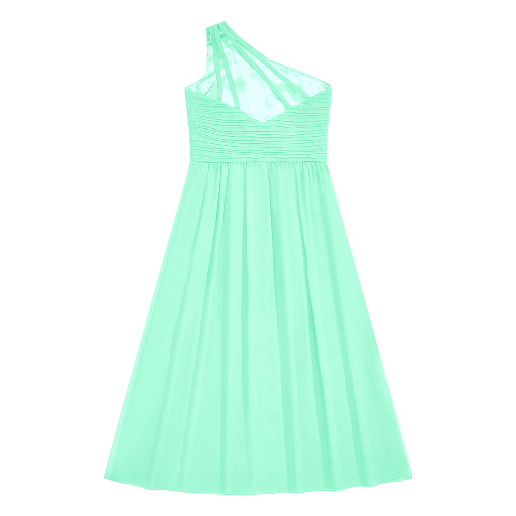 6-16Y Kids Girls Elegant Shiny Beaded Party Dress One Shoulder Ruched Jumpsuit Skirt Princess Wedding Birthday Evening Prom Gown
