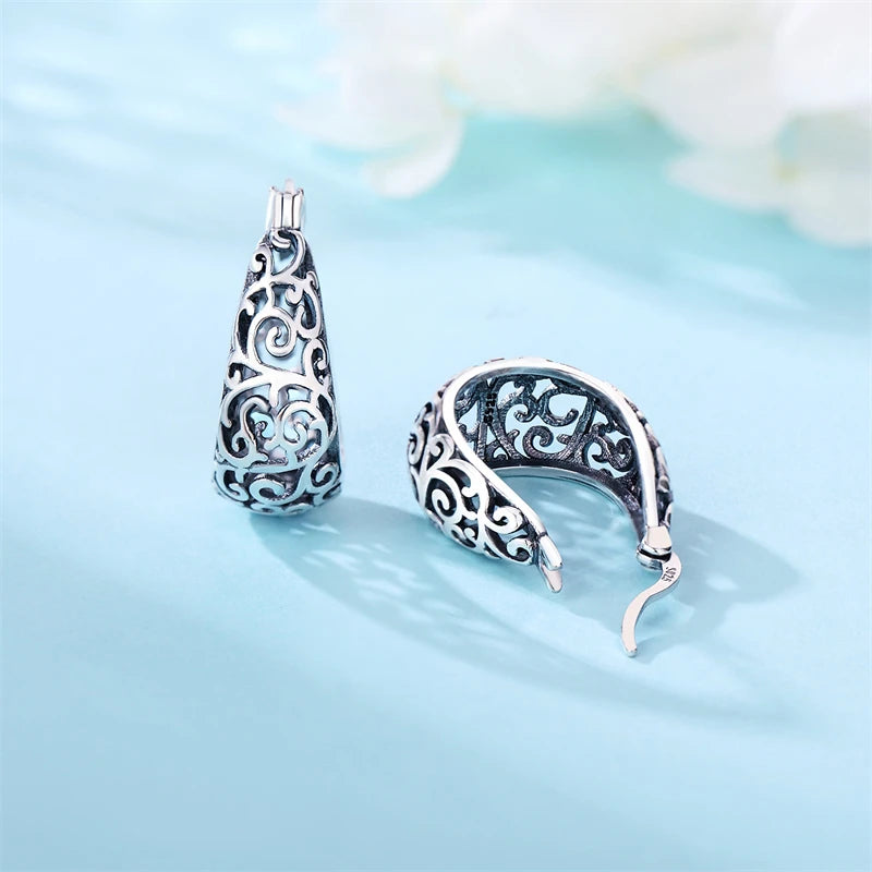 925 Sterling Silver Floral plant series greenery iris vine Hoop Earrings For Women Wedding Engagement Birthday Jewelry Gift 2024