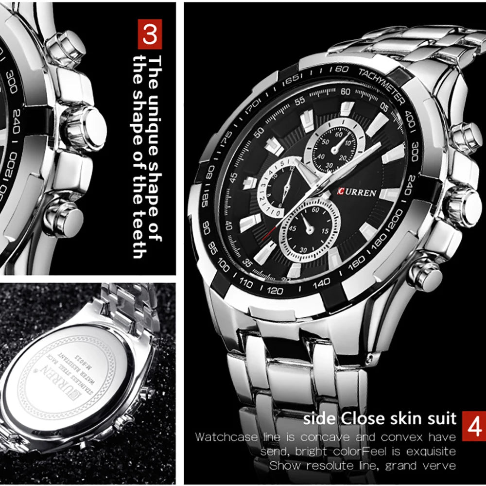 CURREN Fashion large dial leisure business watch Men's quartz waterproof wristwatch  Quartz Male Clock
