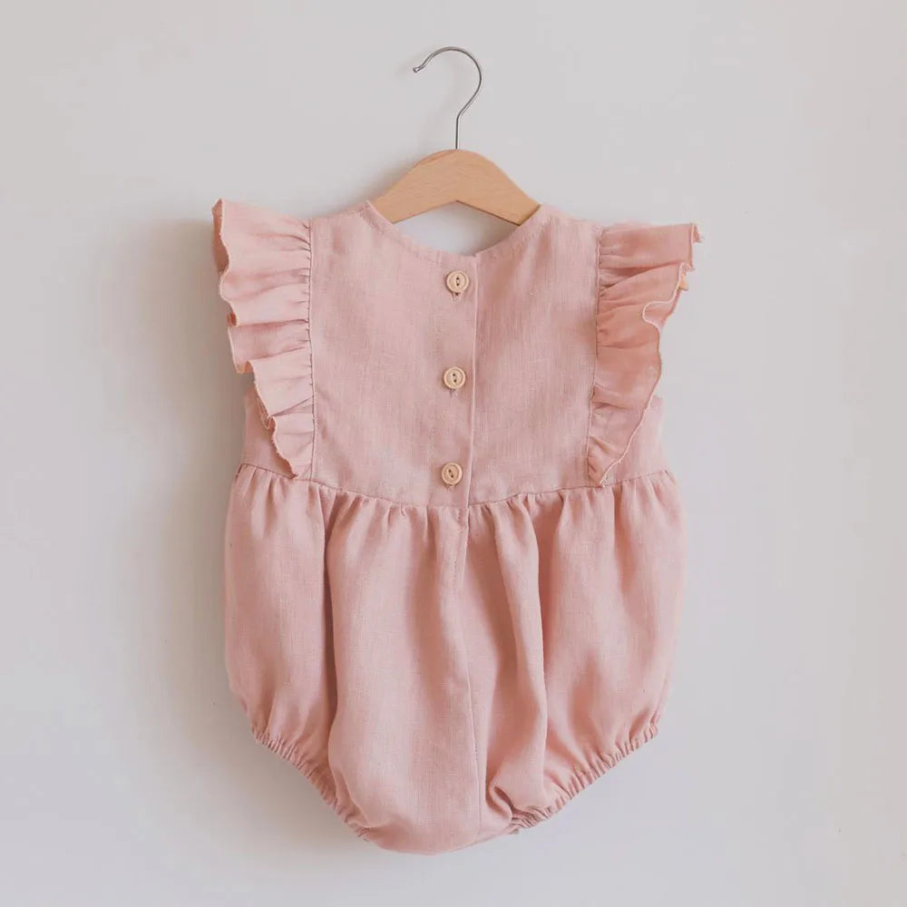 Summer Intant Baby Girl Jumpsuit Linen Cotton Baby Girl One-piece Playsuit Baby Girl Romper
