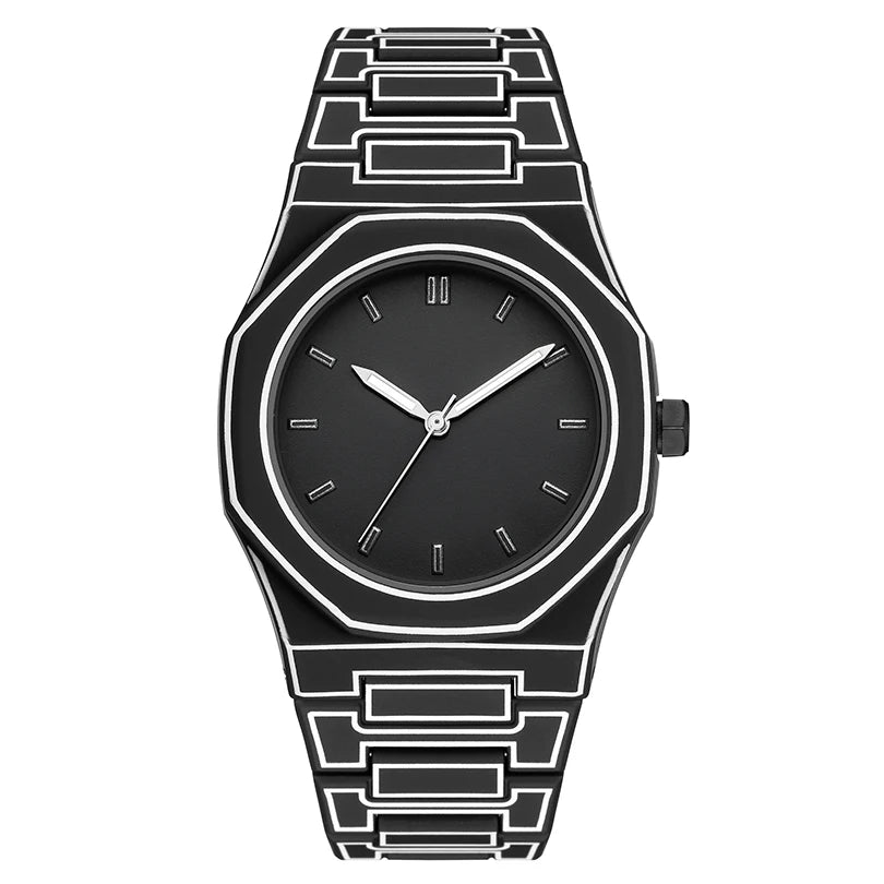 Luxury Men Watch Men's Quartz Wristwatch Minimalist Black White Dial Male Sports Reloj Silicone Rubber Strap Man Unusual Clock