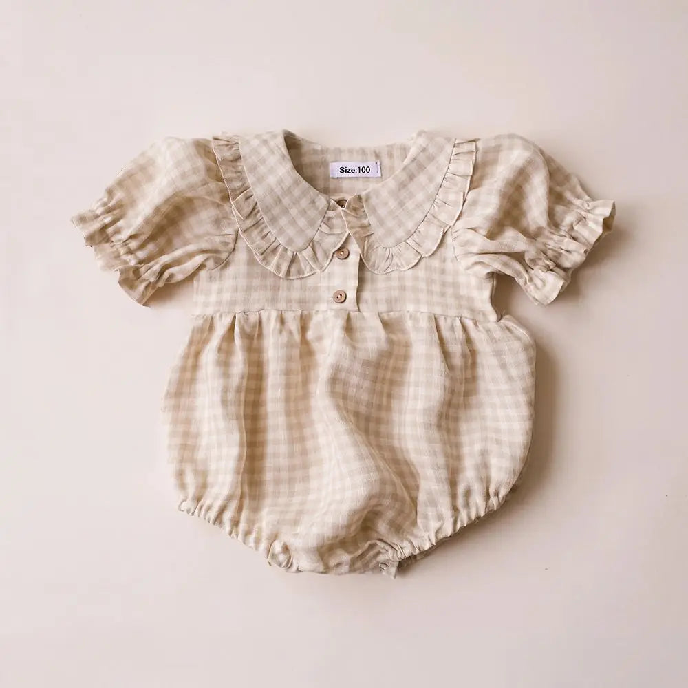 Summer Intant Baby Girl Jumpsuit Linen Cotton Baby Girl One-piece Playsuit Baby Girl Romper