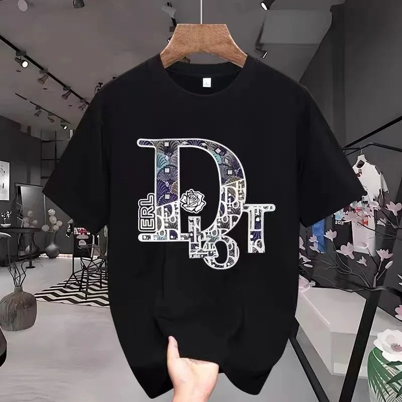2025 Men s high-end short-sleeved T-shirt Summer New Style pure cotton round-neck Women s loose Summer trendy brand