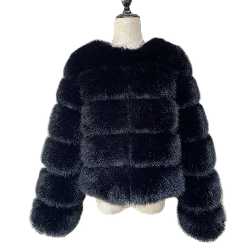 HJQJLJLS 2023 New Women Long Sleeve Pink Faux Fur Coat Female Fluffy Soft Furry Jacket High Imitation Fox Fur Outerwear LJLS140