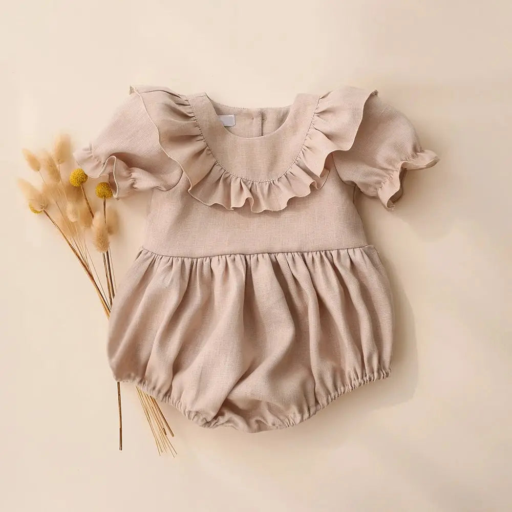 Summer Intant Baby Girl Jumpsuit Linen Cotton Baby Girl One-piece Playsuit Baby Girl Romper
