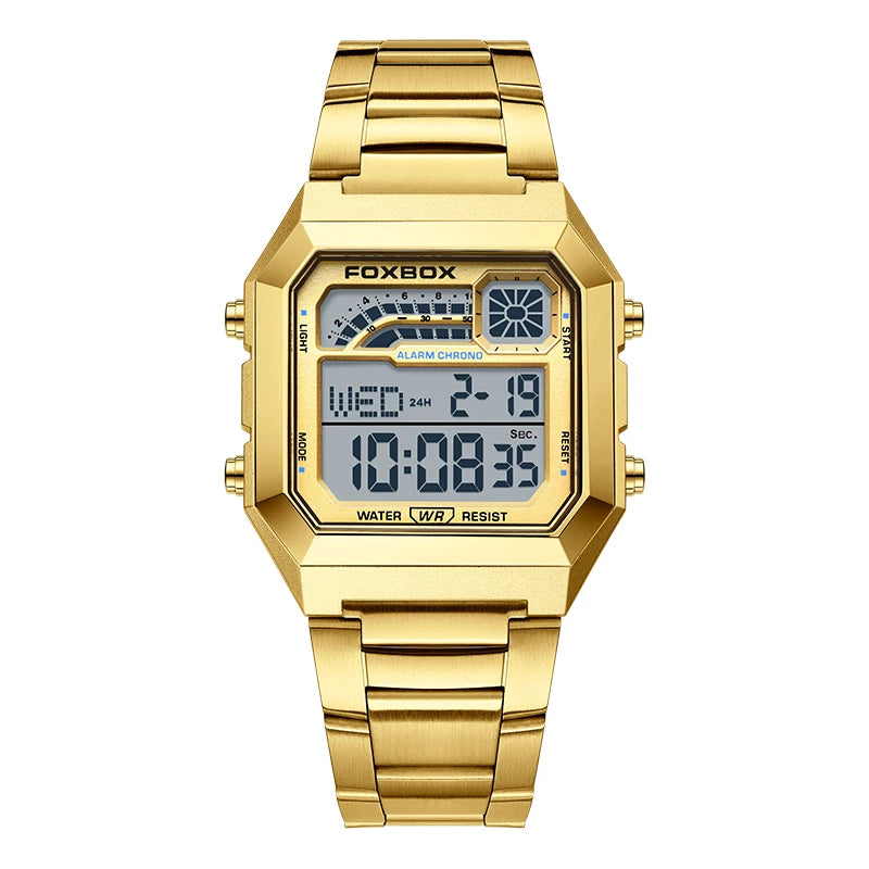 FOXBOX Original Brand Luxury Men Watch Fashion Business Square Digital Watch For Men Sports Waterproof Men's Quartz Wristwatches