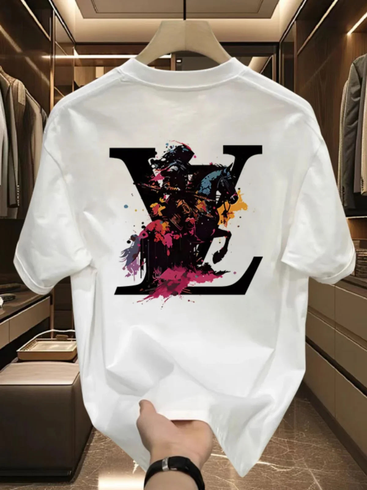 2025 high-quality fashion brand Summer All-loose 100% pure cotton men's trendy brand Harajume-style short sleeves