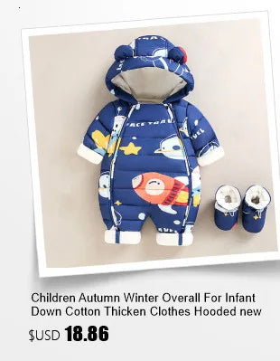 Children Autumn Winter Overall For Infant Down Cotton Thicken Clothes Hooded new born Baby costume Boys Girls Jumpsuit Romper