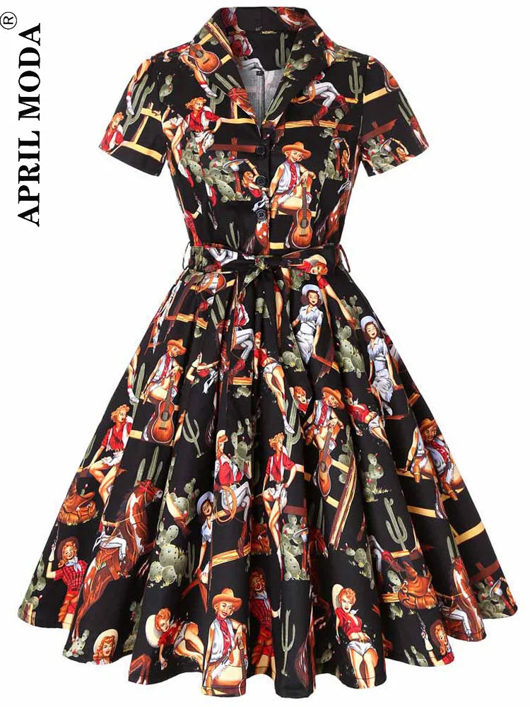 2025 Parrot Bird Print Summer Women Vintage Dress Casual Green Retro Pin UP Pinup Party Robe Rockabilly 50s 60s Swing Sundress