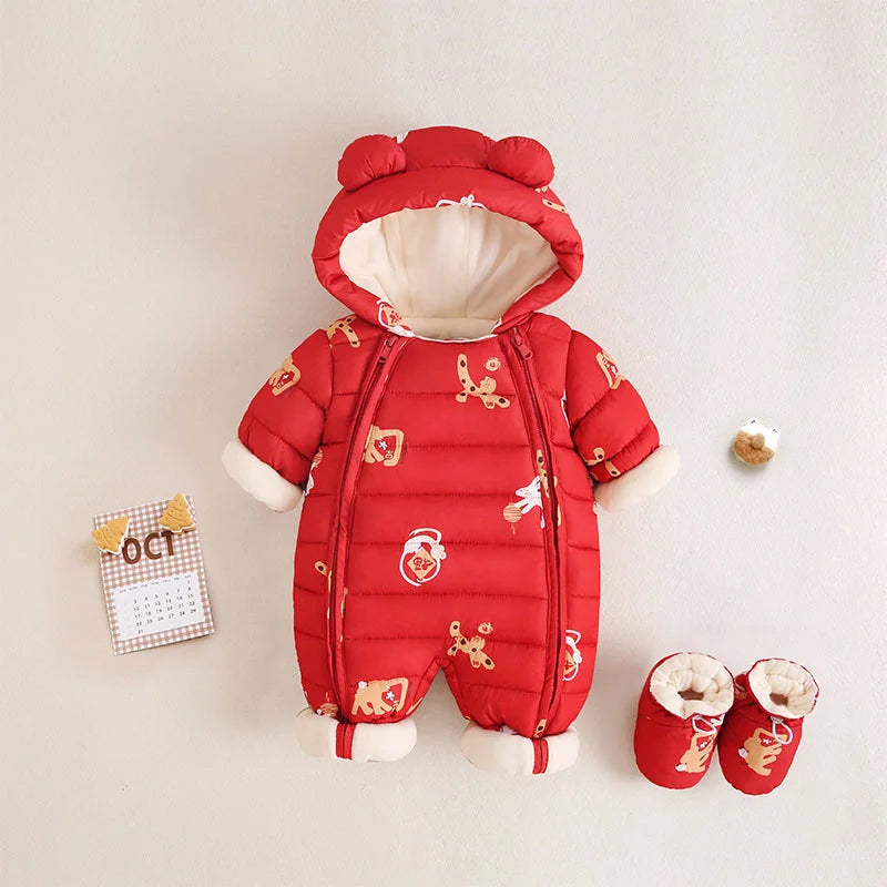 Children Autumn Winter Overall For Infant Down Cotton Thicken Clothes Hooded new born Baby costume Boys Girls Jumpsuit Romper